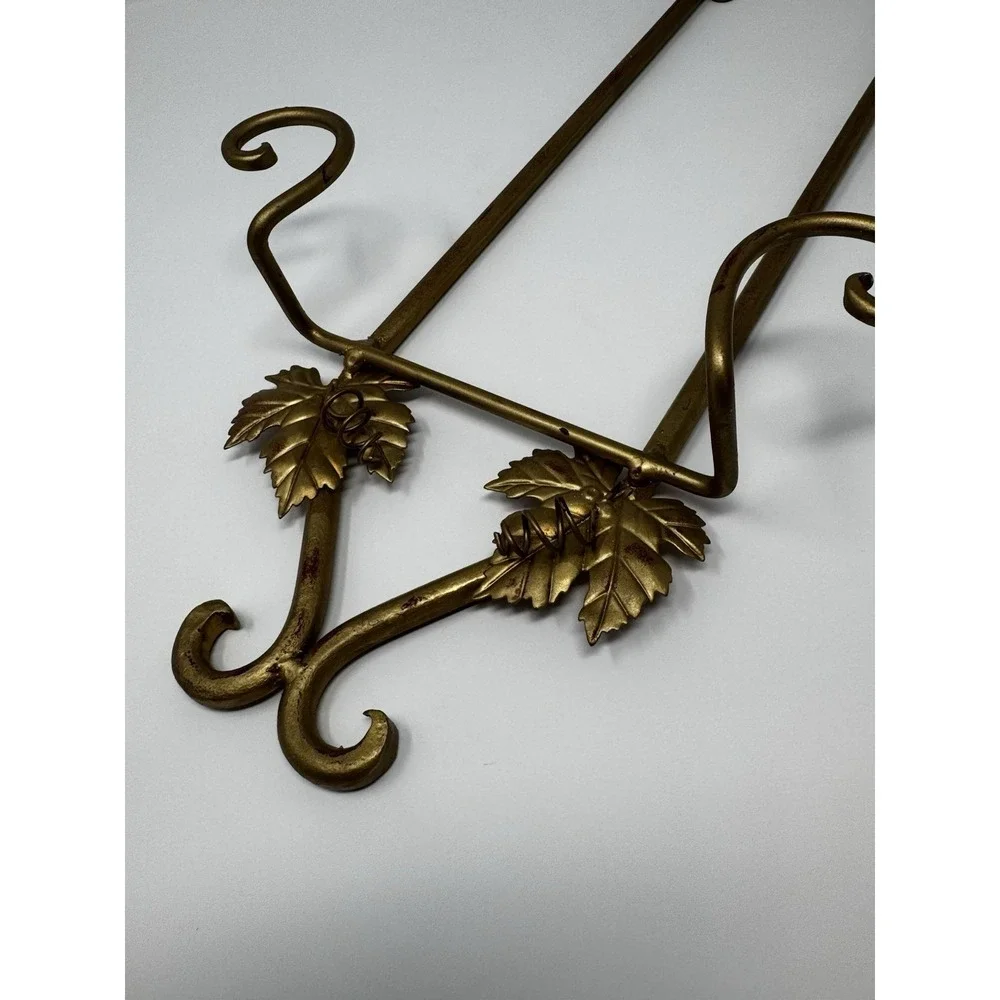 Ornate Vintage Decorative Metal Wall Display Stand Plate Holder Brass Color